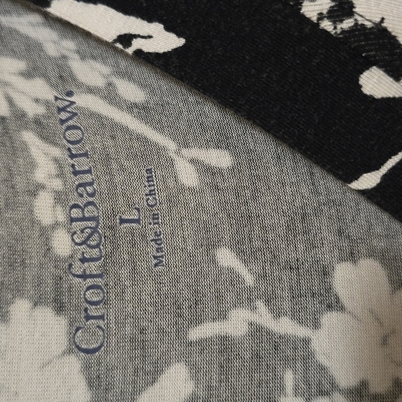 Croft And Barrow Black and White Floral Short Sleeve Dress L - Picture 3 of 3